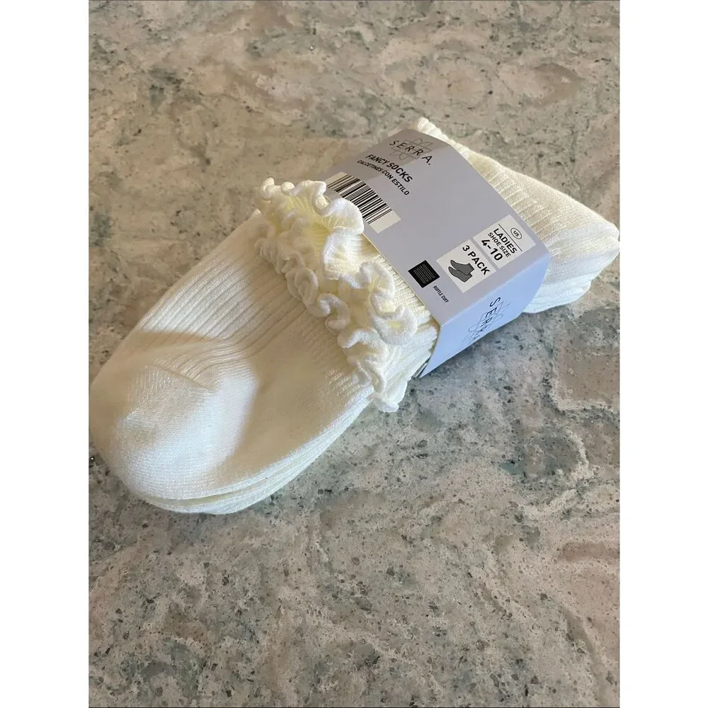 Serra Ruffle Cuff Ankle Socks - Ivory